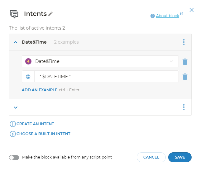 Date&amp;Time intent configuration