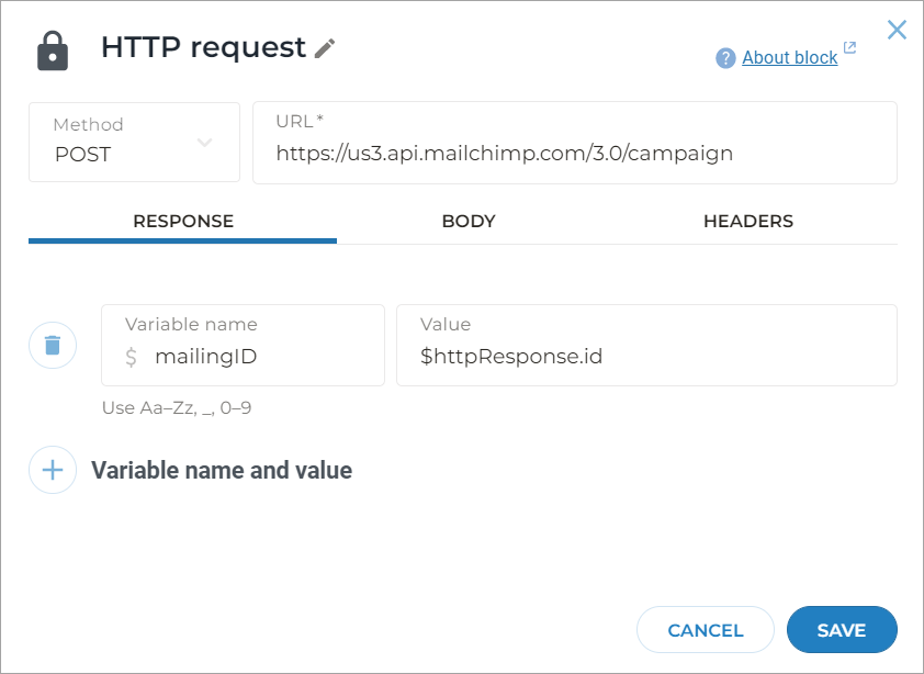 HTTP request response